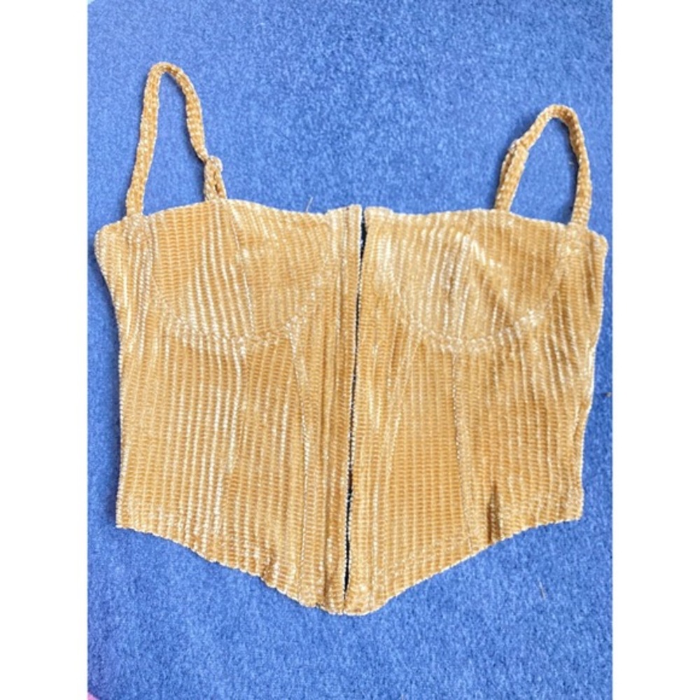 Corduroy Bustier Camisole Top XS Half-Cup‎ Design Adjustable Straps Retro New - Picture 5 of 6